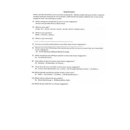 Task 7   questionaire