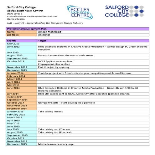 Task 9 development plan