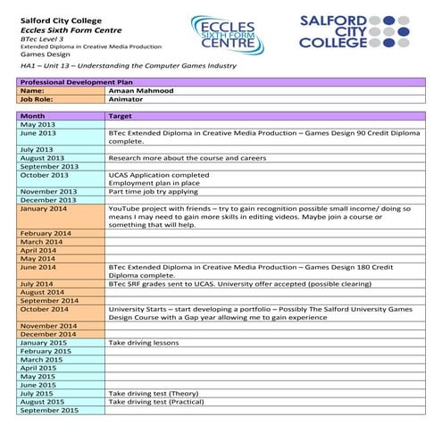 Task 9 development plan
