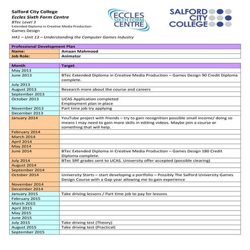 Task 9 development plan