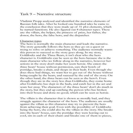 Task 9 – narrative structure