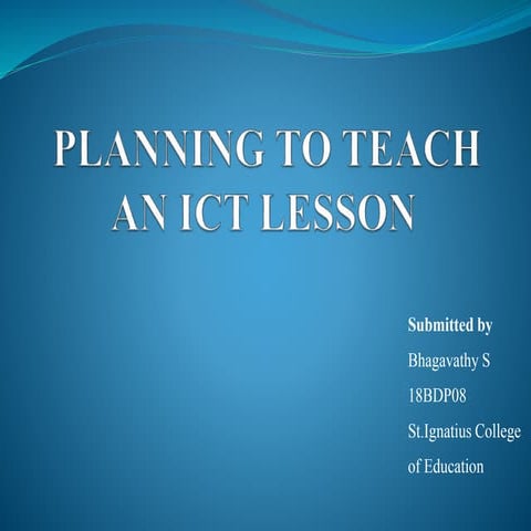 PLANNING TO TEACH ICT LESSON | PPTX