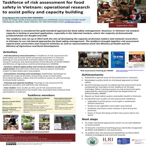 Task force of risk assessment for food safety in Vietnam: Operational researc...