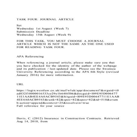 Task four journal article set wednesday 1st august (week 7)