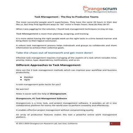 Task management   the key to productive teams