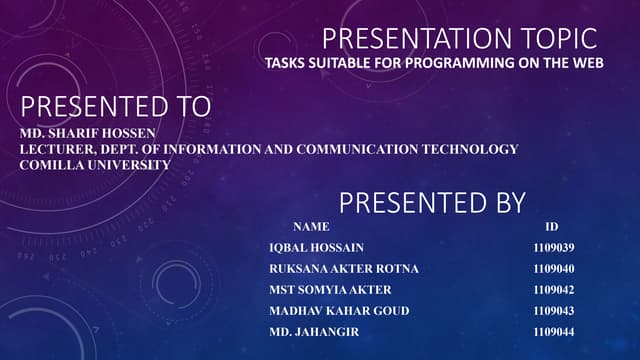 Tasks suitable for programming on the web