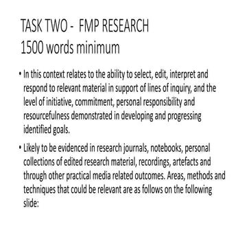 Task two - fmp research intro