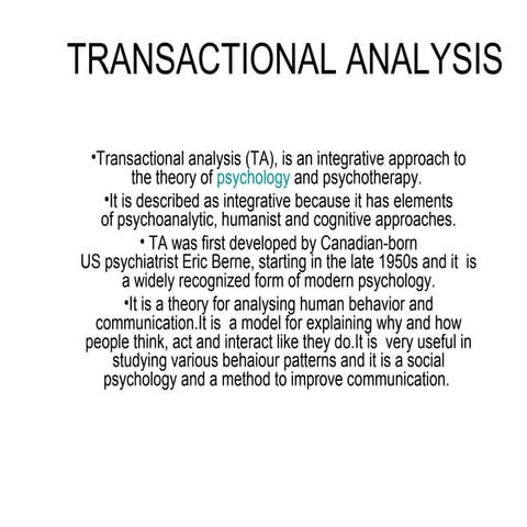Transactional Analysis