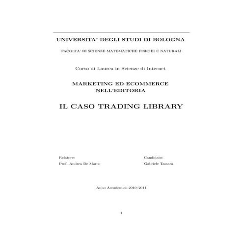 MARKETING ED ECOMMERCE NELL’EDITORIA: IL CASO TRADING LIBRARY