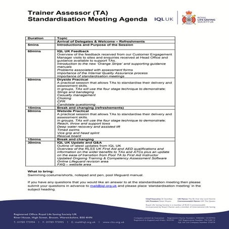 TA Standardisation Meeting schedule | PDF