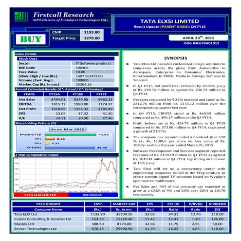 Tata elxsi firstcall_300415 | PDF