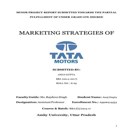 Marketing Strategies of Tata motors