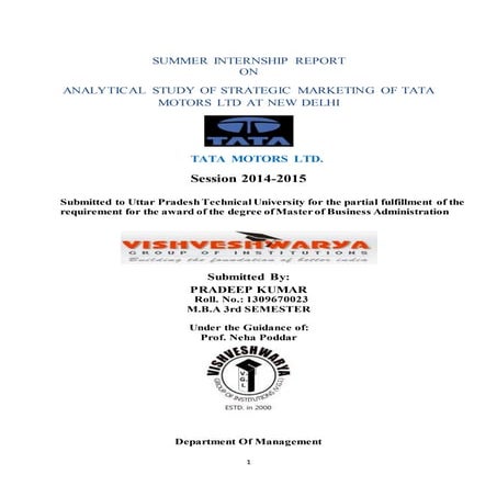 Analysis of strategic marketing of Tata Motors 