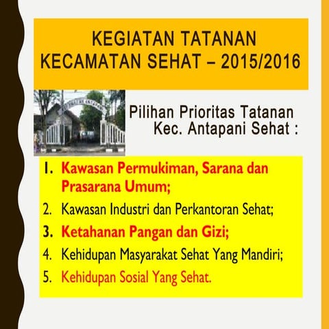 Tatanan kecamatan sehat1 | PPT