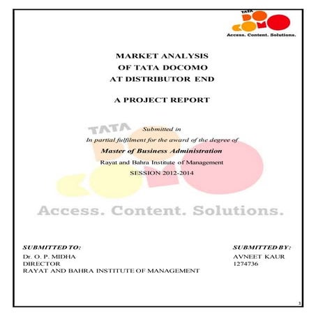 Market Analysis of Tata Docomo