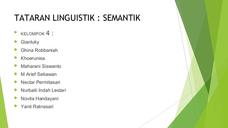 Tataran Linguistik Semantik