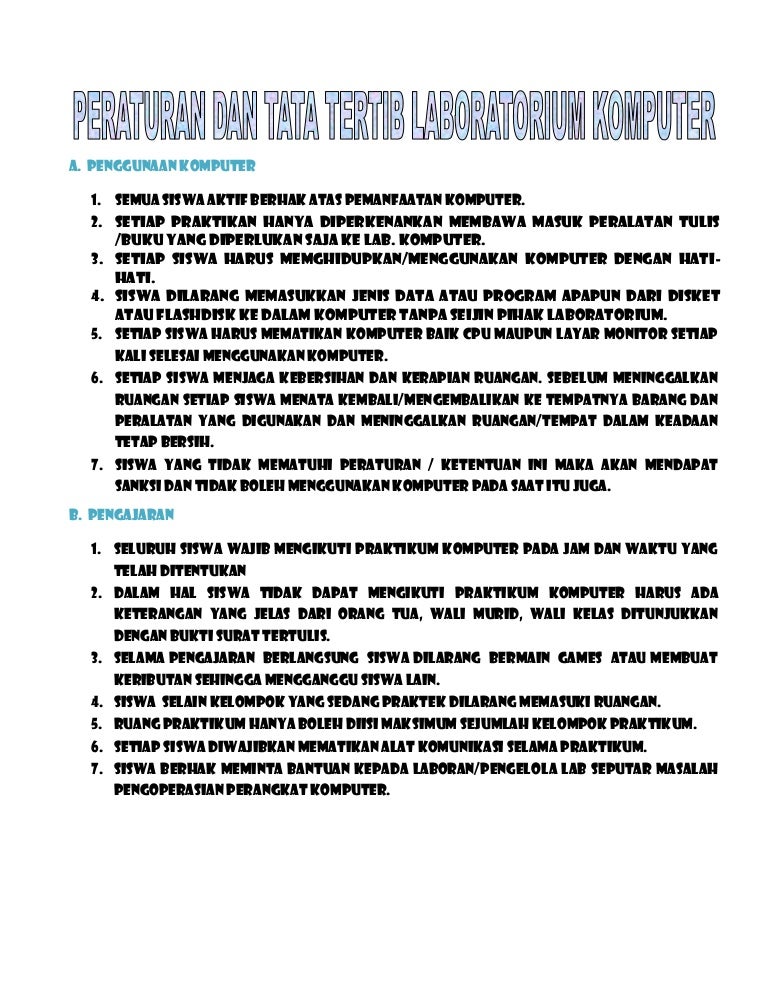 Tata tertib laboratorium smp 1 darussalam