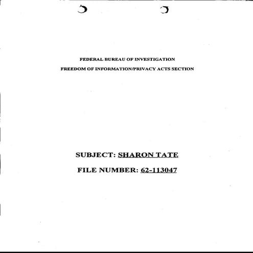 Manson Family Murders FBI Files Part 1 | PDF