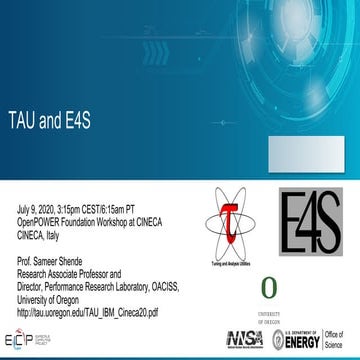 Performance Evaluation using TAU Performance System and E4S