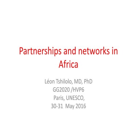 Partnerships and Networks in Africa - Léon Tshilolo