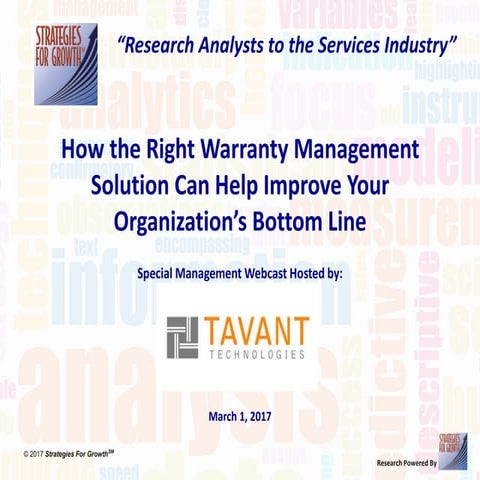 Tavant webcast slides: How the Right Warranty Management Solution Can Help Im...