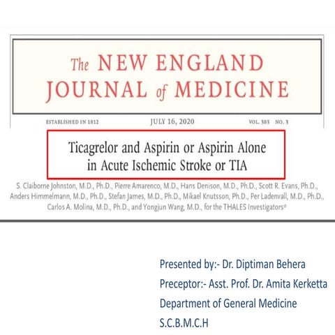 Ticagrelor and Aspirin or Aspirin alone in Acute Ischmic Stroke or TIA(THALES...