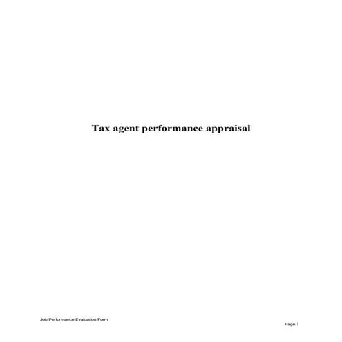 Tax agent performance appraisal