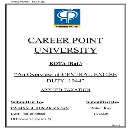 Central Excise Act, 1994 | DOCX