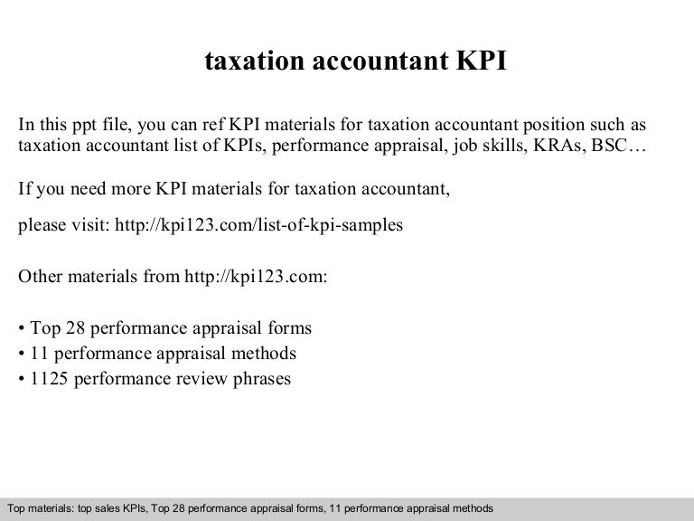 Taxation accountant kpi