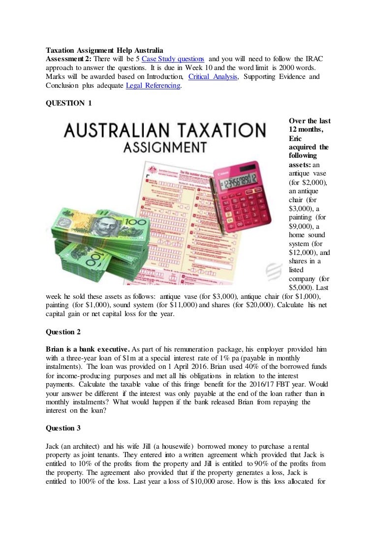 Taxation assignment Help Australia