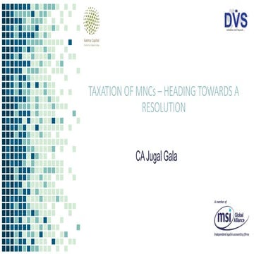 TAXATION OF MNCs – HEADING TOWARDS A RESOLUTION