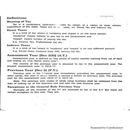Tax, agricultural income, capital and revenue, residential status, income fro...