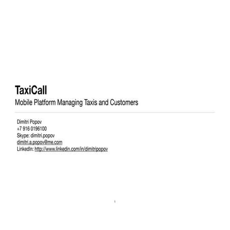 Taxi call investor pitch   july 2011