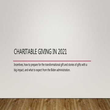 Tax laws and charitable giving 2021