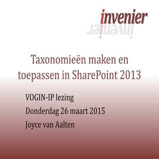 Taxonomieën maken en toepassen in S...