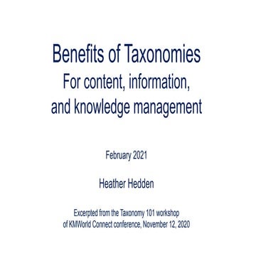 Benefits of Taxonomies