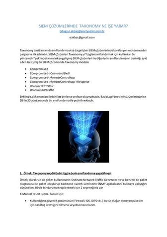 SIEM ÇÖZÜMLERİNDE TAXONOMY NE İŞE YARAR?