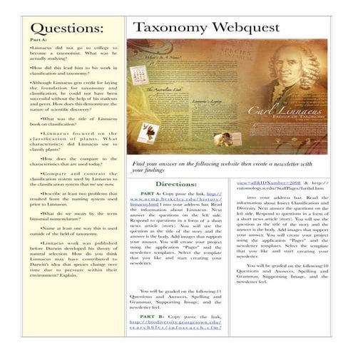 Taxonomy webquest