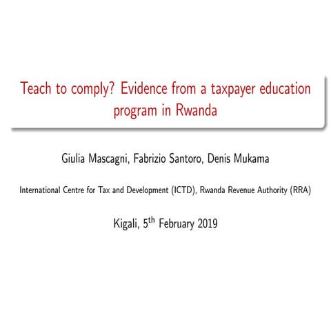 An Impact Evaluation of the Tax Training Program of the Rwanda Revenue ...