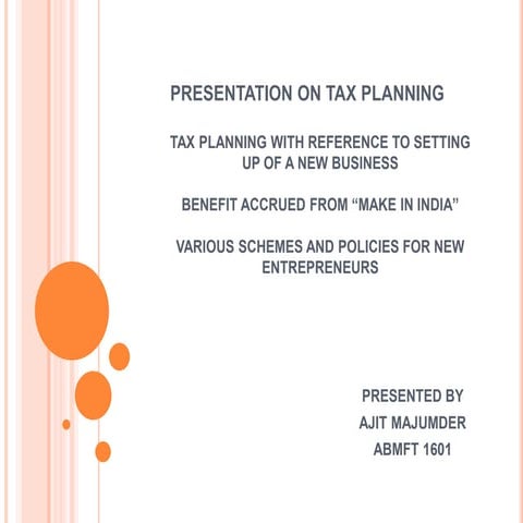 Tax planning for setting up of a new business