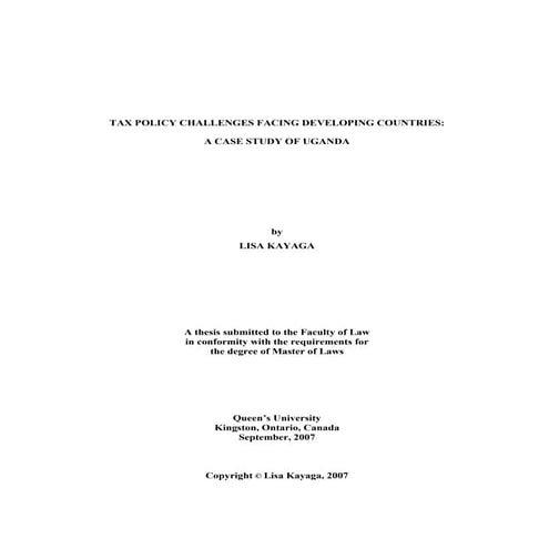 Tax policy challenges facing developing countries | PDF