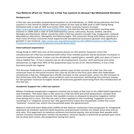 Tax Reform (Part 1) Time For A Flat Tax System In Kenya By Mohamed Ebrahim