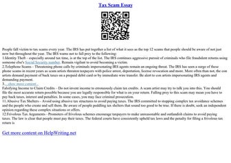 Tax Scam Essay