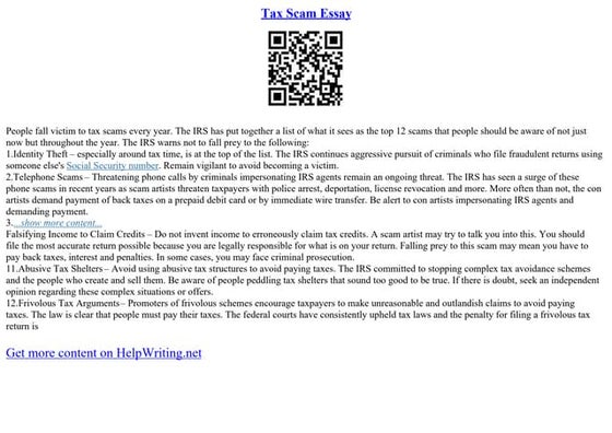 Tax Scam Essay
