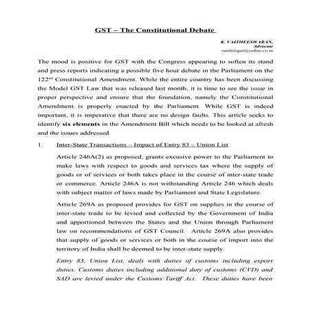 Taxsutra   gst - the constitutional debate