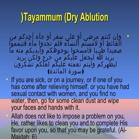 Tayammum(dry ablution)