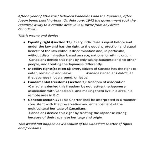Japanese Relocation In Canada | PPTX
