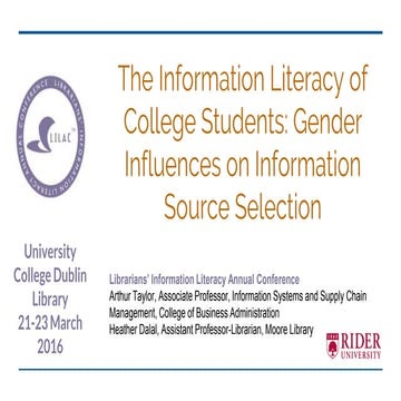 The information literacy of college students: gender influences on informatio...