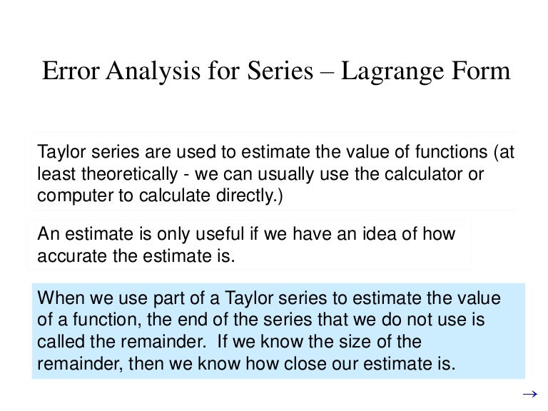 taylor error lagrange form of the remainder calculator