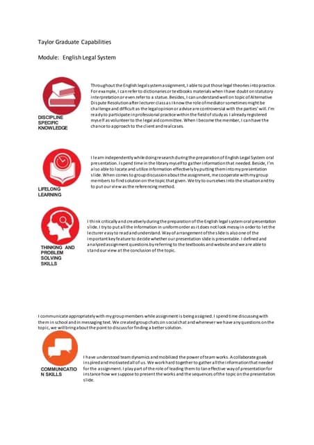 Taylor graduate capabilities( English Legal System)